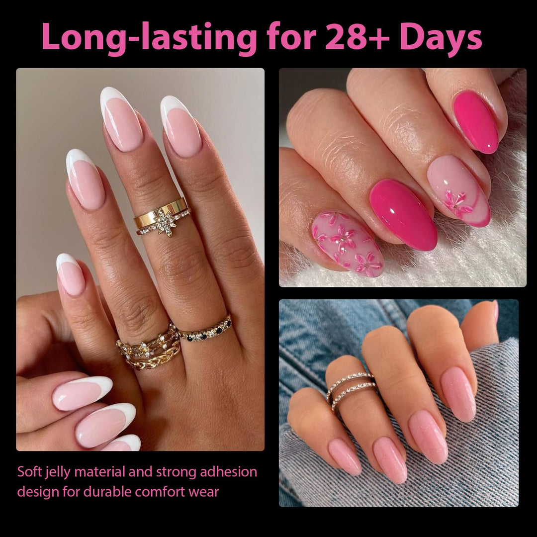 UNA GELLA 504Pcs Short Coffin Gel Press-On Nails | Pre-Etched For Women