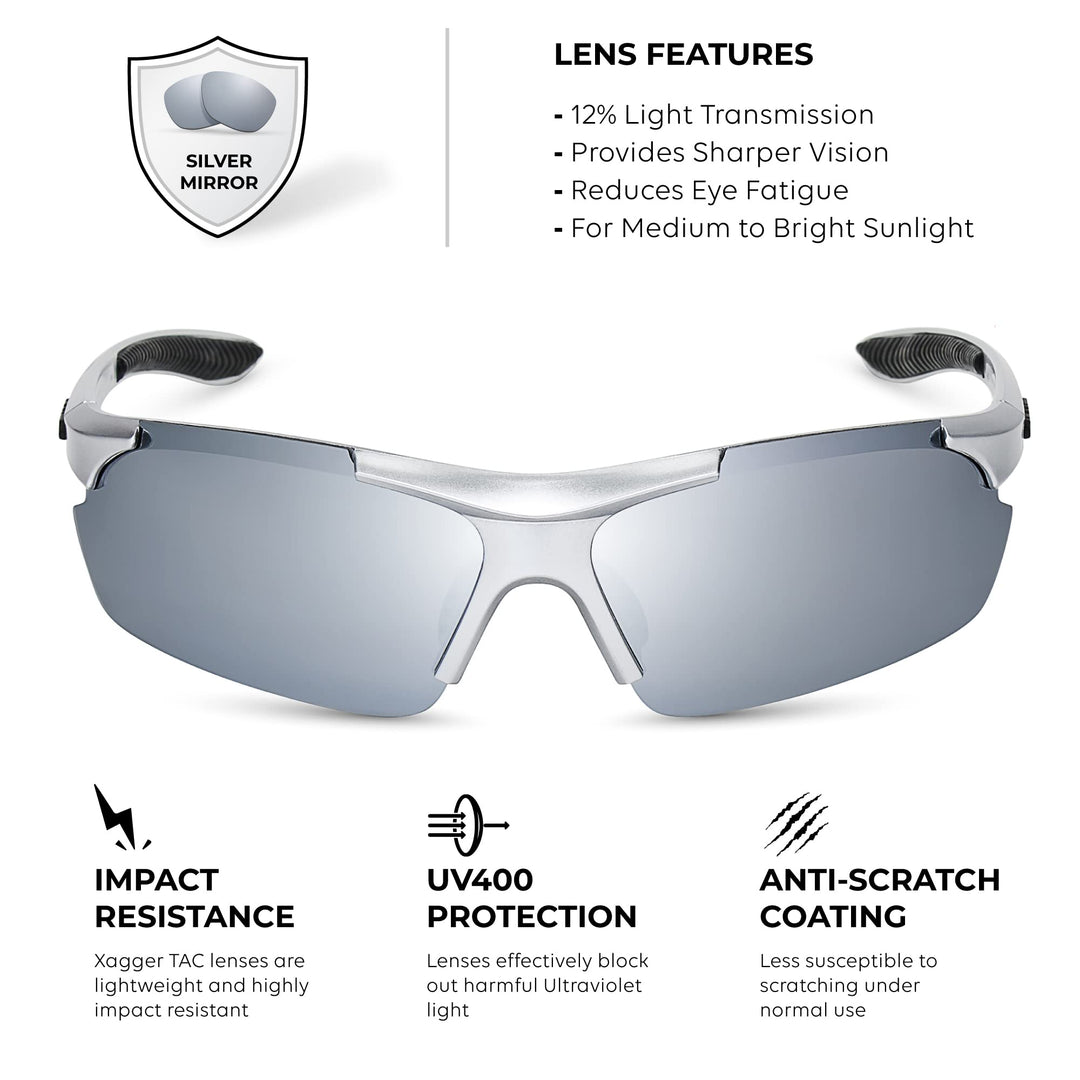 Xagger Polarized Wrap Around Sport Sunglasses for Men Women UV400 Baseball Softball Running Cycling Glasses