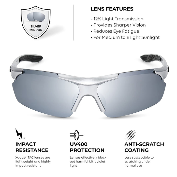 Xagger Polarized Wrap Around Sport Sunglasses for Men Women UV400 Baseball Softball Running Cycling Glasses