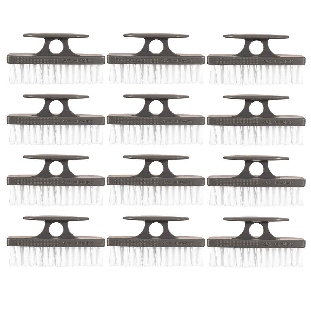 Superio Nail Scrubber Brush - All-Purpose Stiff Cleaning Brush for Hands, Feet, Kitchen & Work - Black, 12 Pack
