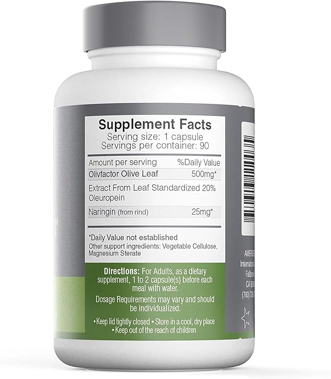 OLIVFACTOR- Original Olive Leaf Extract-DNA Tested Potent 20% Standardized Active Oleuropein 90 Vcaps 525mgs