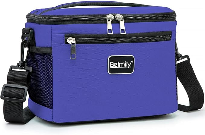 BEIMILY Lunch Box for Men/Women,Small Insulated Lunch Bag,Reusable LunchBox for work Picnic Hiking Beach,Leakproof Soft Cooler Tote Bag Organizer with Adjustable Shoulder Strap for Adults(Purple)