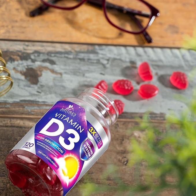 Vitamin D3 Supplement Gummy 5000 IU (125 mcg) Dietary Vitamins D for Men & Women - Bone, Teeth, Muscle & Immune Health Support, High Potency VIT D3 Nature's Non-GMO & Gluten Free - 120 Gummies