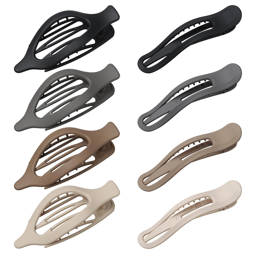 8 Pcs Flat Claw Clips, 2 Style French Matte Flat Hair Clips, Beach Tropical Party Strong Hold Jaw Hair Clips for Women Girls Thin Thick Curly Straight Hair Accessories