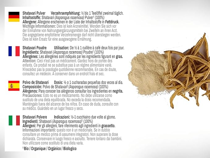 DR WAKDE'S Organic Shatavari Powder (Asparagus racemosa) - 500g (1.1lb) | Pure, Raw & Dried Powder | Ayurvedic Herb | Vegan | Nothing Added, Nothing Removed | Same Day Dispatch
