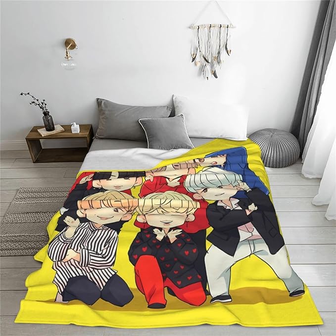 Blanket 50"X60" Soft and Comfortable Warm Fleece Throw Full Picture of Idol Group Blankets Yoga Blankets Beach Blanket Picnic Blankets for Dorm Room Decor Sofa Bed Camping Travel All Season