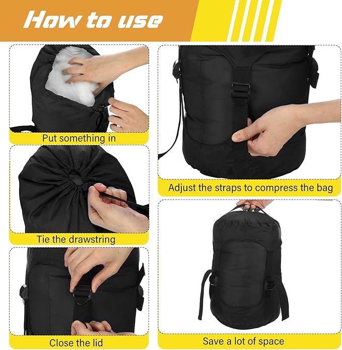 5 Pcs Compression Sacks for Backpacking 5L/10L/15L/20L/35L Camping Sleeping Bag Stuff Sack Water Resistant Sleeping Bag Storage Sack for Space Saving Hiking Gear