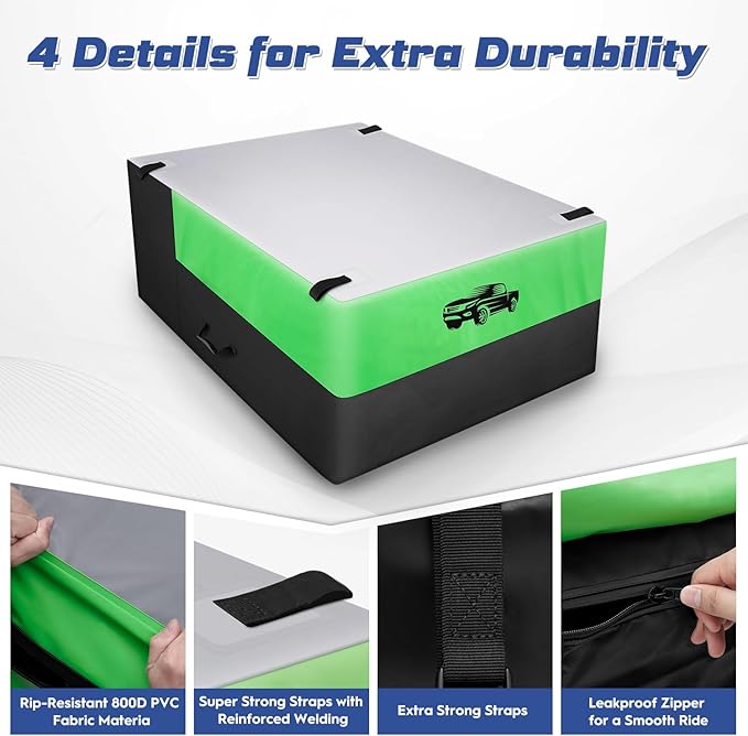 2025 Upgraded Truck Bed Cargo Bag- 26 Cubic (51''x40''x22''),100% Waterproof Pickup Bed Storage Fits Any Truck Size with 4 Stretch Cords, 1680D Heavy Duty PVC Fabric Cargo Bag