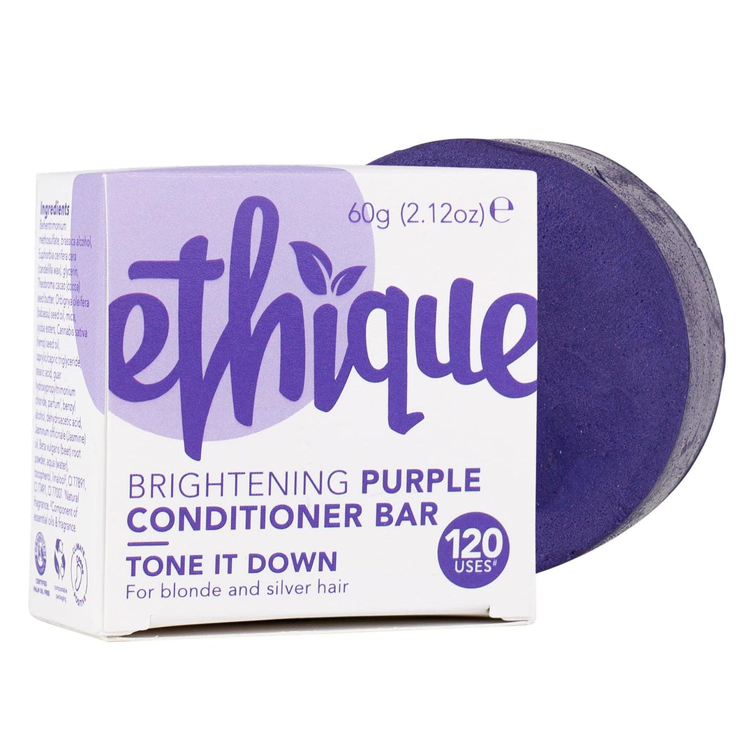 Ethique Brightening Purple Sulfate Free Solid Conditioner Bar For Blonde And Silver Hair -Tone It Down - Vegan, Eco-Friendly, Pl