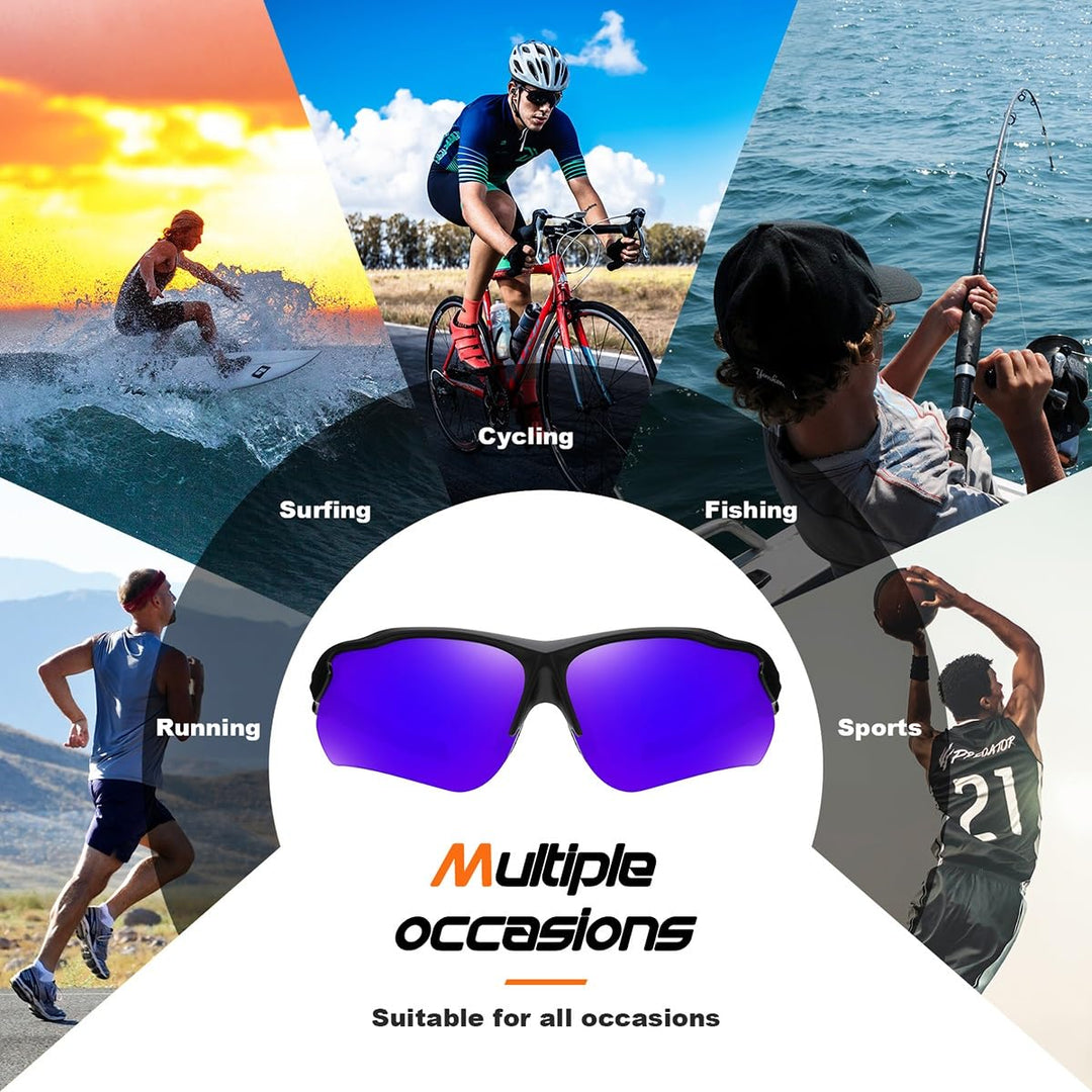 FAGUMA Polarized Sports Sunglasses for Men Women Fishing Cycling Running Golf Motorcycle TR90 Frame UV400