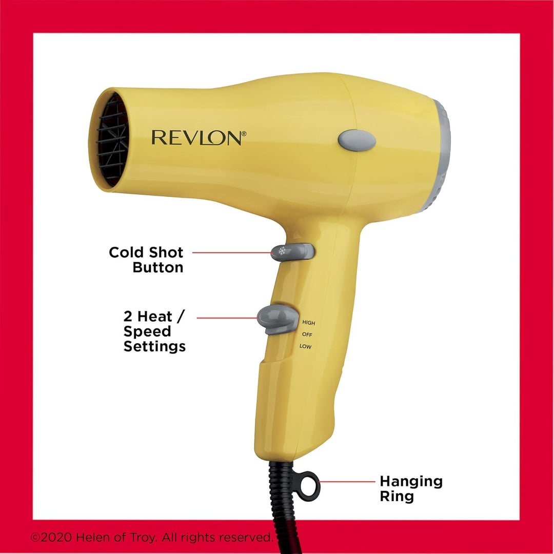 REVLON 1875W Compact Hair Dryer – Lightweight & Travel-Friendly | Yellow