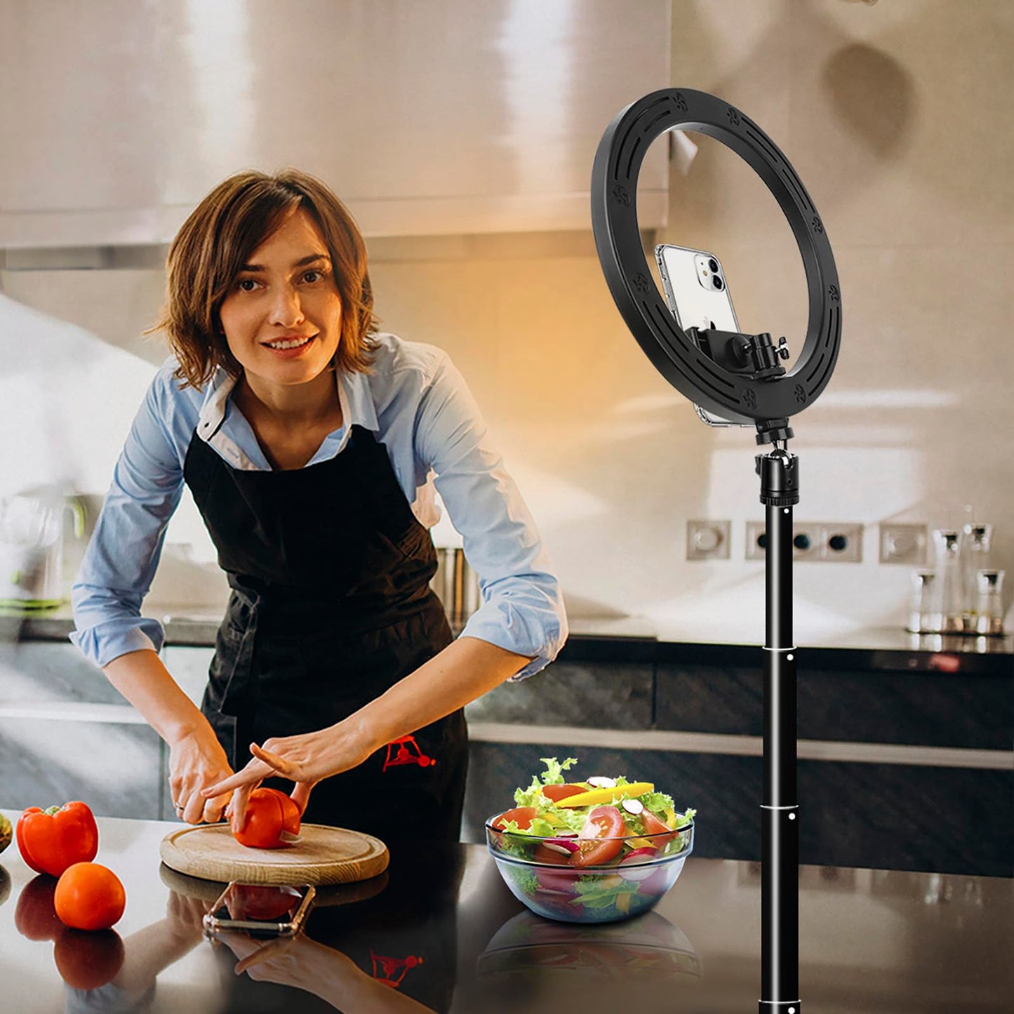 10" Ring Light with Tall Tripod Stand & Phone Holder for YouTube Video, Dimmable Led Ring Light with Remote for Camera, Video, Makeup, Selfie Photography Compatible with Smartphone