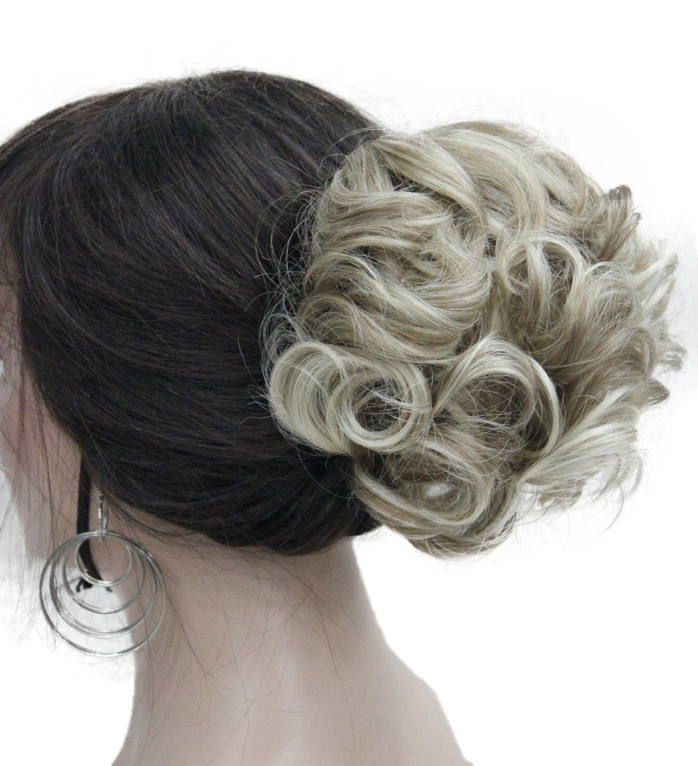 Lydell Short Ponytail Hair Piece Extension Wavy Claw Clip In/On Hairpiece (H16/613 Blonde Highlighted)