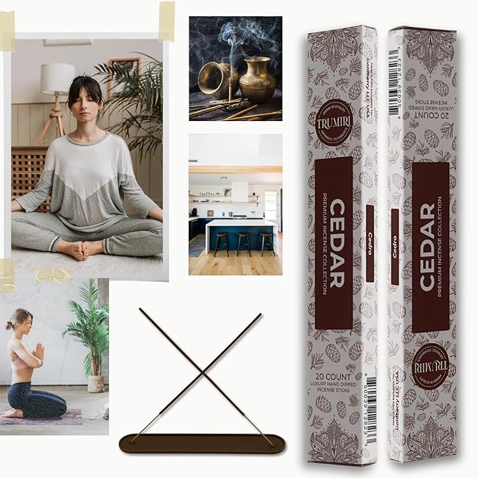 Cedar Incense Sticks - Total 40 Insence-Sticks - Dual Pack of 20 Insense - Inciensos - Inscents - Natural Non Toxic Ingredients - Incents - Incence - Inscense - Insents