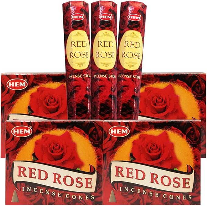Red Rose Incense sticks and cone incense holder variety pack #1 bundle insence insense insienso