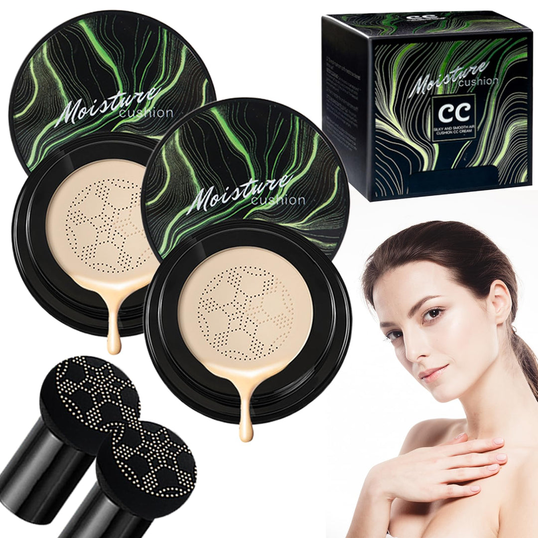 Honey And Pine Makeup, 2025 New Air Cushion CC Cream Mushroom Head Foundation, Moisturizing BB Cream Makeup Long Lasting Foundation Matte Concealer for Even Skin Tone (Ivory/2pcs, One Size)