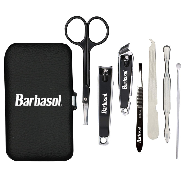 Barbasol 8 Piece Travel Manicure Set with Scissors, Nail Clippers, Nail File, Tweezers, Cuticle Pushers and Travel Case