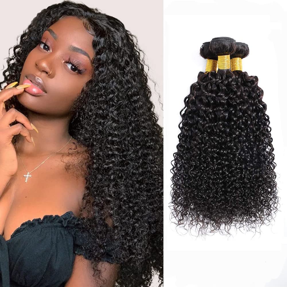 Kinky Curly Bundles Human Hair Bundles Brazilian Curly Hair Bundles 12A Virgin Curly Human Hair Bundles Curly Weave Hair Bundles