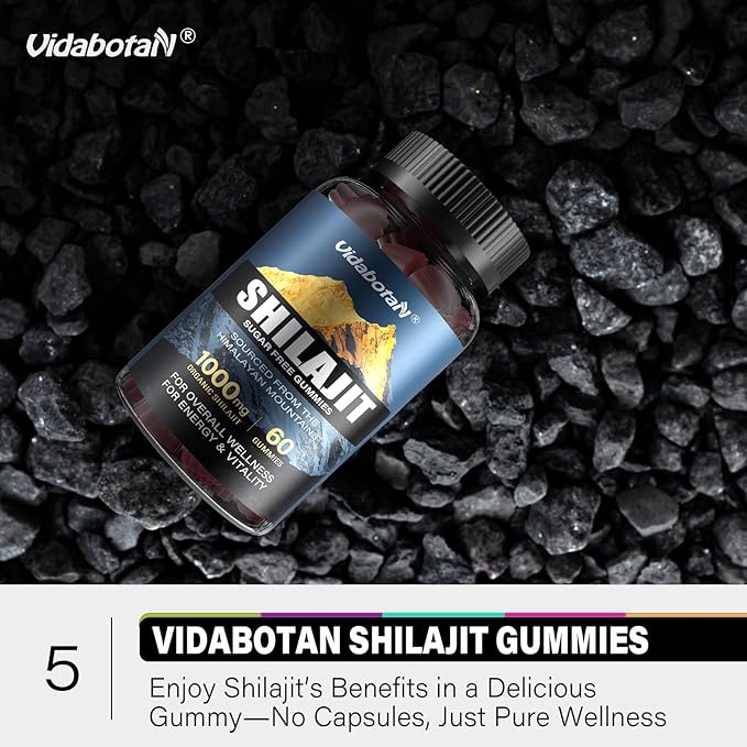 Sugar Free Shilajit Gummies 1000mg – Pure Shilajit Supplement for Men & Women – 85+ Trace Minerals & Fulvic Acid with Ashwagandha- Energy, Brain, Immunity –Mixed Berry Flavor,120 Gummies