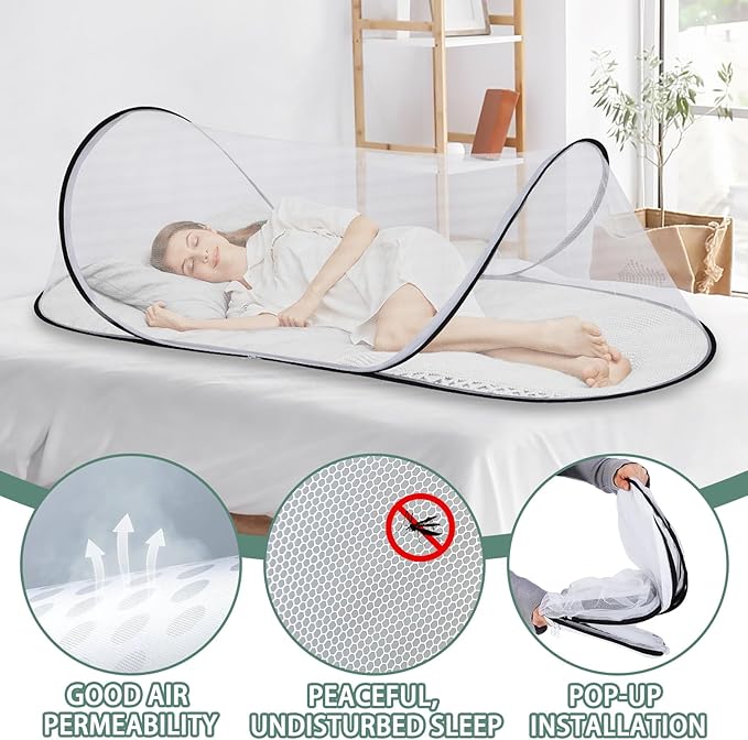 78.7 x 31.5 x 23.6 Inch Large Pop Up Mosquito Net, Collapsible Portable Mosquito Tent, Suitable for Adult Baby Bedroom, Outdoor Camping Use