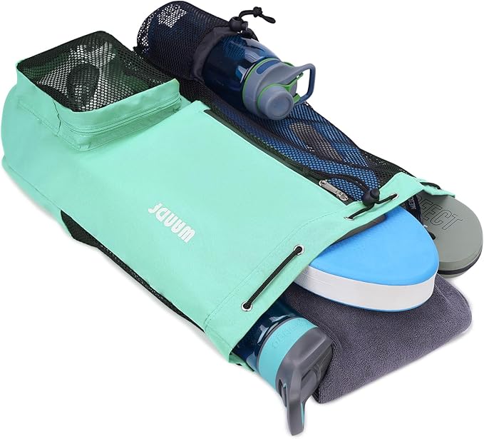 WANDF Swim Bag Mesh Drawstring Backpack with Wet Pocket for Swimming, Gym, and Workout Gear