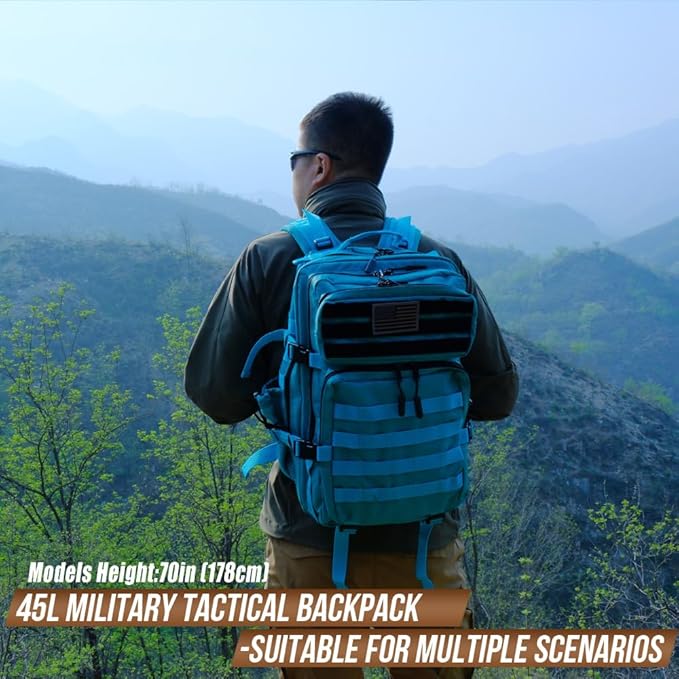 Military Tactical Backpack 45L Large Tactical Backpack for Men, Hiking Rucksack With Bottle Holder