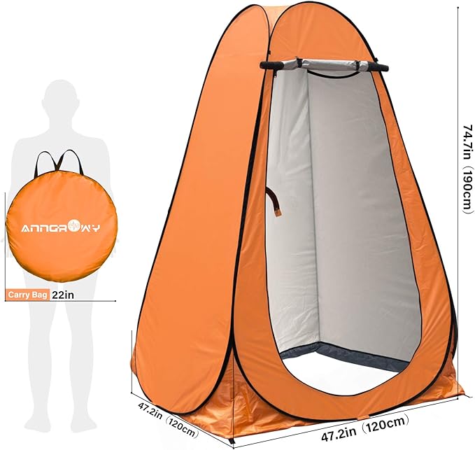 Anngrowy Pop Up Privacy Shower Tent - Portable Outdoor Camping Bathroom Toilet Changing Dressing Room - UPF40+ Waterproof