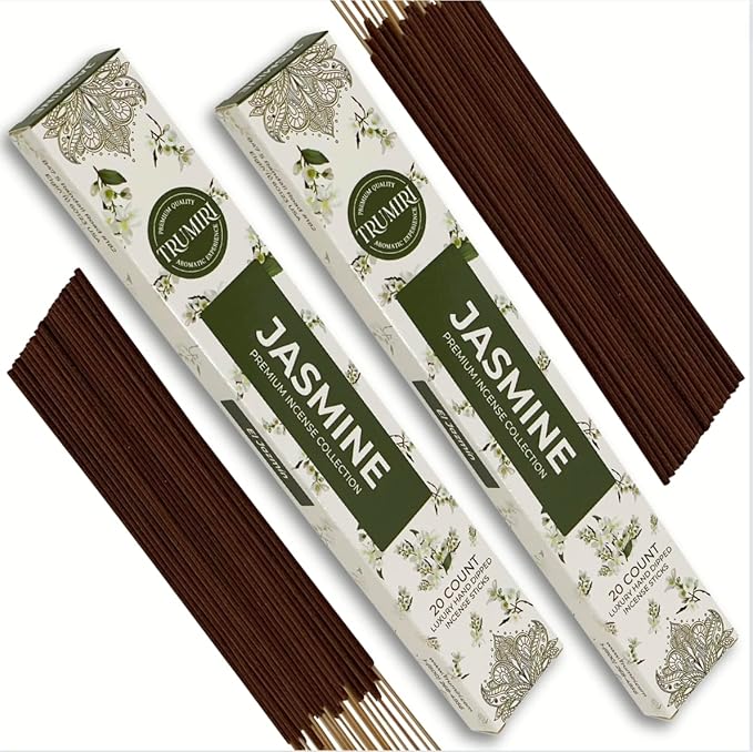 Jasmine Incense Sticks - Total 40 Insence-Sticks - Dual Pack of 20 Insense - Inciensos - Inscents - Natural Non Toxic Ingredients - Incents - Incence - Inscense - Insents