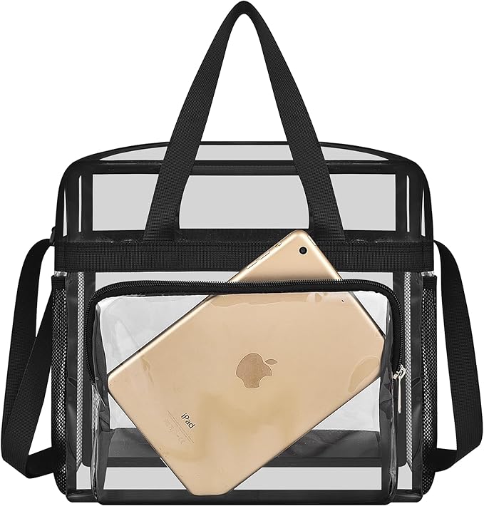 USPECLARE Clear Tote Stadium Approved, Security Travel & Gym Clear Bag for Work Sports Games Concerts