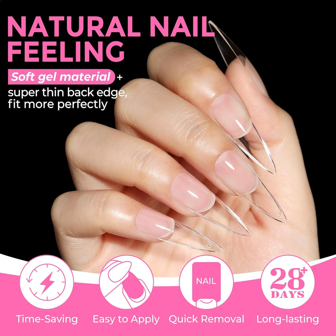 XXL Square Gel Nail Tips | 120 PCS Extra Long | No C Curve | DIY Home Use