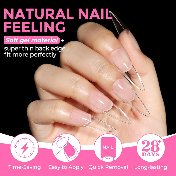 XXL Square Gel Nail Tips | 120 PCS Extra Long | No C Curve | DIY Home Use