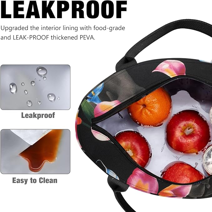 Aosbos Lunch Bags for Adult Lunch Box for Women Reusable Insulated Lunch Box Tote Bag Leakproof Lunch Bags Black Loncheras Para Mujer Lunch Tote Cooler Bag Insulated Bag Lunchboxes, Calla Lily