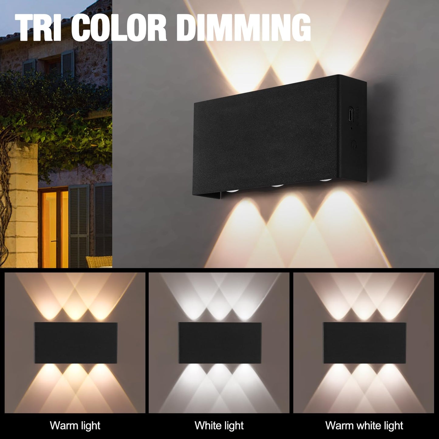 ALLOMN Dimmable LED Wall Lamp Indoor, Magnetic LED Wall Light with Warm/Natural/White Light, Touch Adjustable Brightness Wall Sconce with Remote Control for Bedroom Living Room Corridor Stair