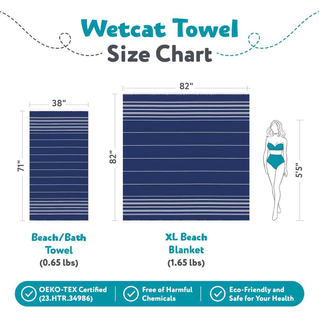 WETCAT Turkish Beach Blanket Sandproof 82x82, Soft 100% Turkish Cotton Blanket, Extra Large Sand Free Picnic Blankets & Beach Essentials – Dark Blue