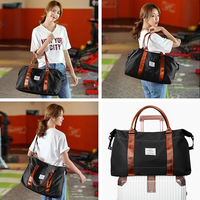 Travel Duffel Bag,Sports Tote Gym Bag,Shoulder Weekender Overnight Bag for Women