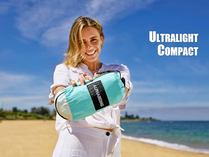 AlphaBeing Beach Blanket Waterproof Sandproof, Large Beach Blanket 7'x7'(1-6 Adults), Quick-Drying Beach Mat Sand Free, Lightweight Beach Mats for Outdoor Picnic Camping Travel with 6 Stakes