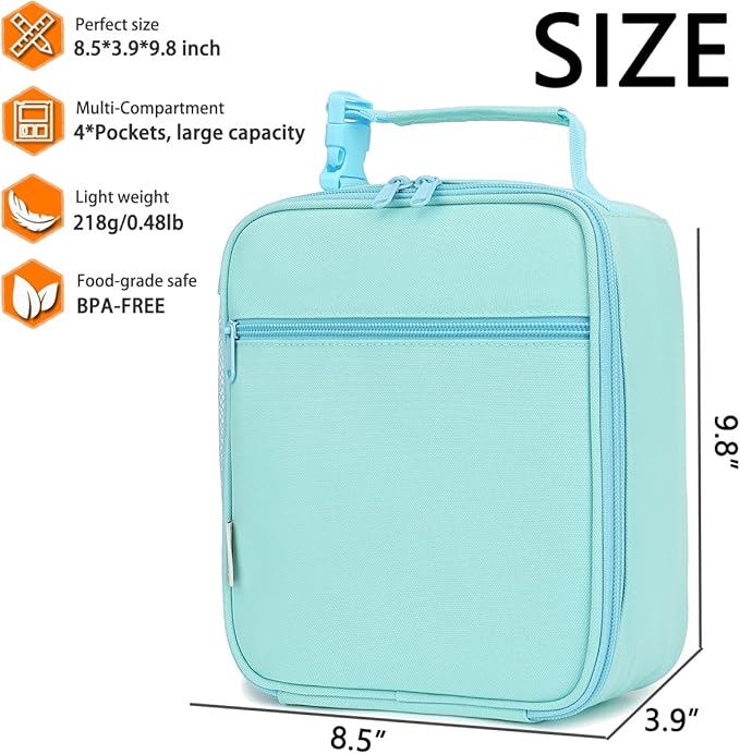 Lunch Box for Kids Boys Girls Men Women, Insulated Small Soft Cooler Lunch Bag Kit for School Work Picnic Travel - Reusable Portable lunchbox, Green