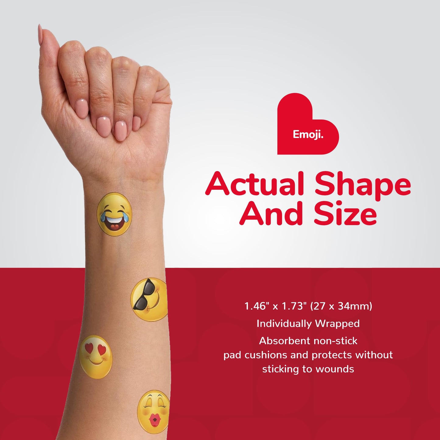 BioSwiss Bandages, Emoji Shaped Self Adhesive Bandage, Latex Free Sterile Wound Care, Fun First Aid Kit Supplies for Kids, 24 Count