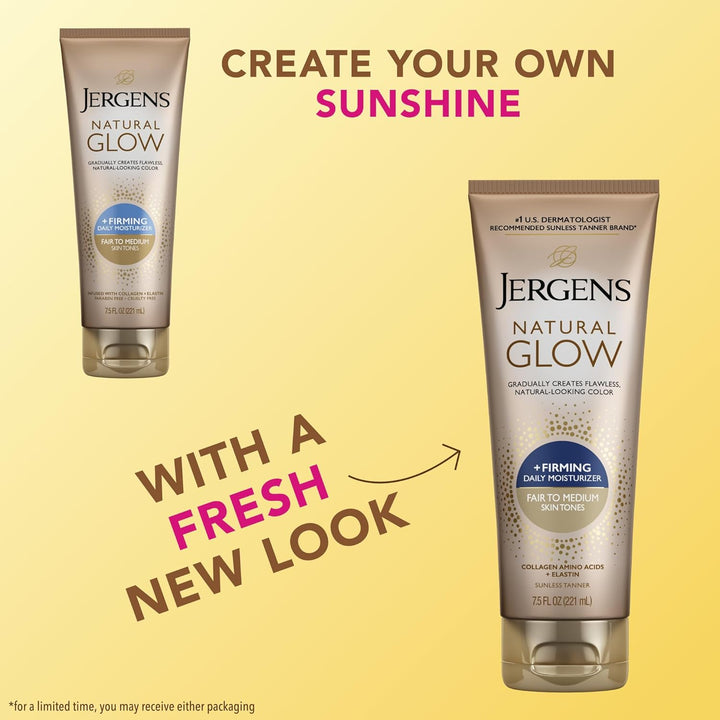Jergens Natural Glow Firming Self Tanner Lotion | Fair to Medium Skin | 7.5 Fl Oz