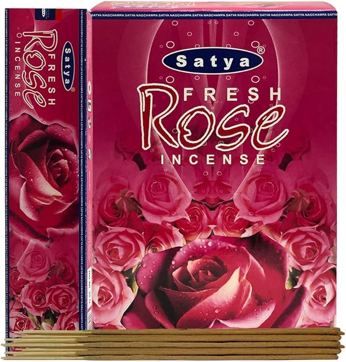 Fresh Rose Incense Sticks and Incense Stick Holder Bundle Insence Insense Satya Incense