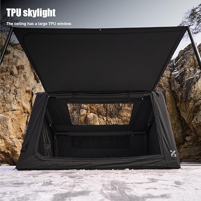 2025 Upgraded Canvas Inflatable Tents for Camping, Windproof Blow Up Air Tent with Pump,No Assembly Needed Luxury Camping Tents