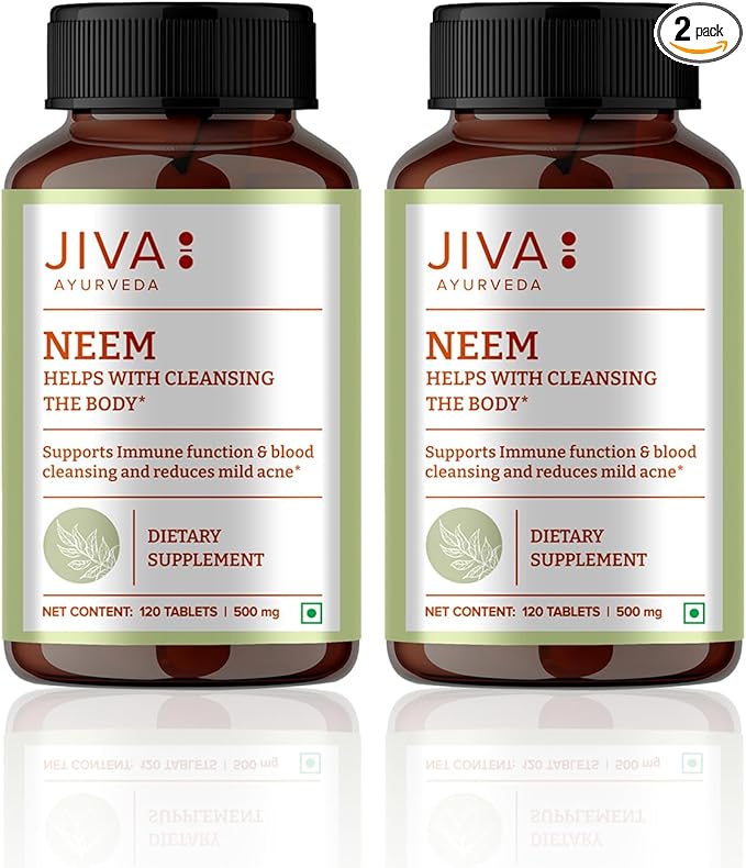 Ayurveda Neem Tablets 100% Natural Ayurvedic Herbal Supplement Veg Tablets - 120 Tablets (Pack of 2)