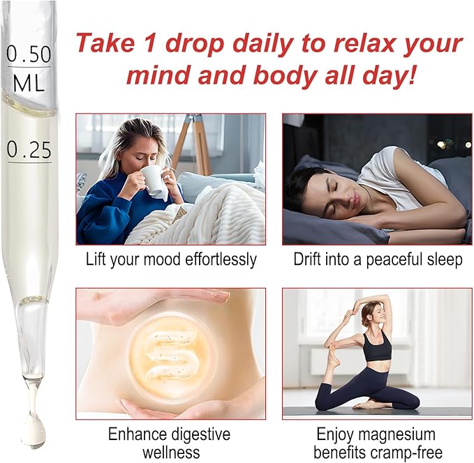 Magnesium Glycinate Liquid,Magnesium Glycinate Drops,High Absorption Magnesium Supplement with Cellulose Fiber, Bromelain,Vitamin B6,C,D Promotes Nerv,Relaxation,Sleep Support