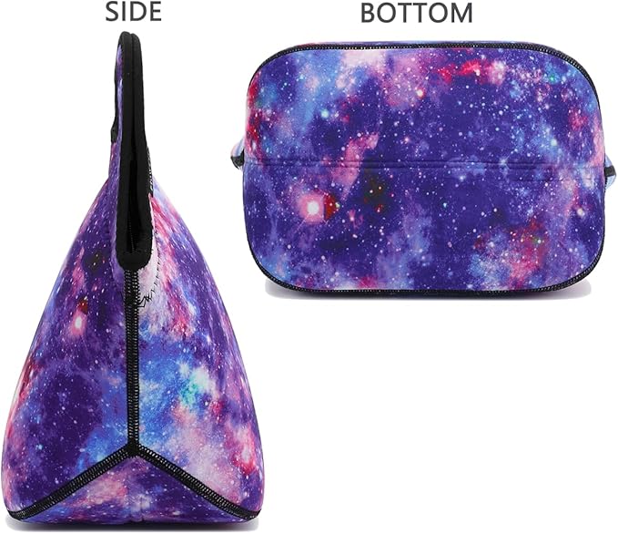 FlowFly Neoprene kids Lunch box Insulated Soft Bag Mini Cooler Thermal Meal Tote Kit for Boys, Girls,Men,Women,School,Work, Office, Galaxy
