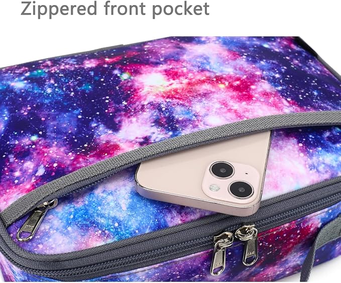 FlowFly Kids Lunch box Insulated Soft Bag Mini Cooler Back to School Thermal Meal Tote Kit for Girls, Boys,Galaxy