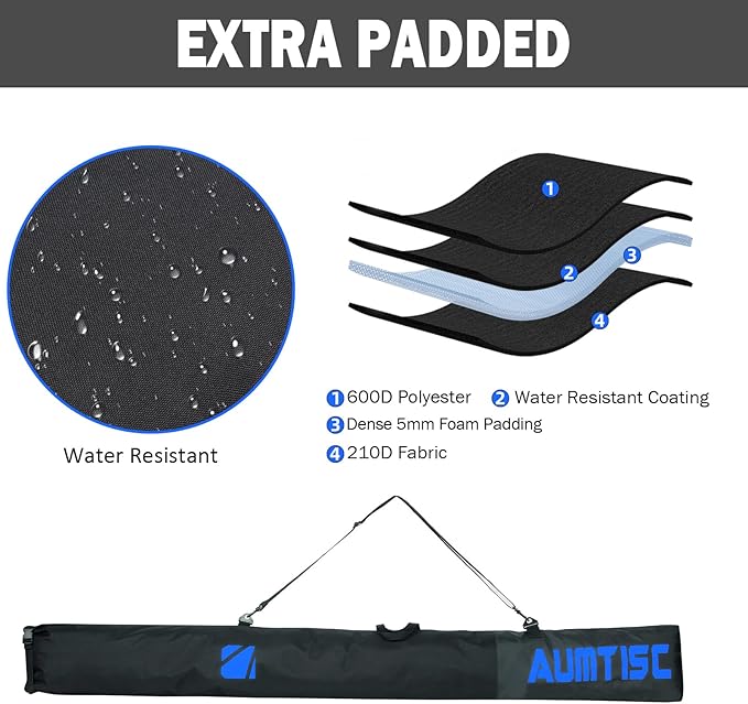 AUMTISC Ski Bag and Boot Bag Combo, Padded Ski Bags for Air Travel Flying, Adjustable Length for Skis Up to 200 cm and Boots Up to Size 13