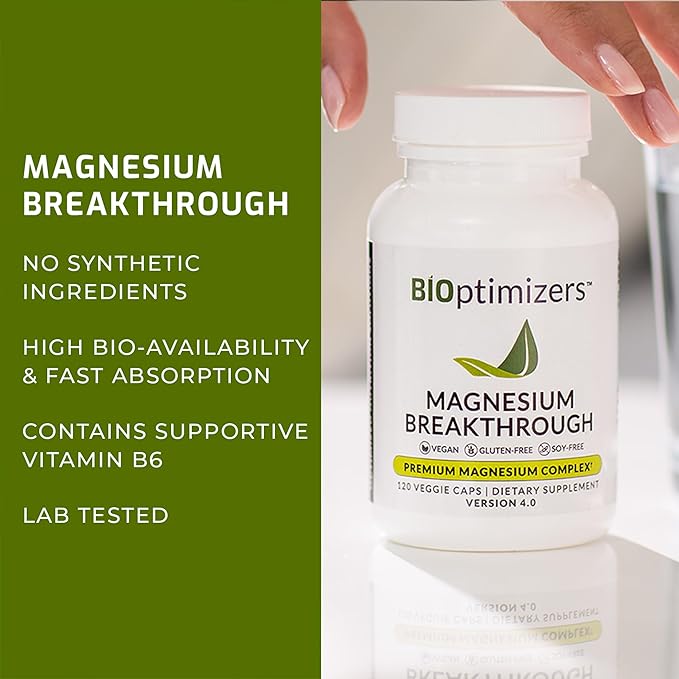 BiOptimizers Magnesium Breakthrough 4.0, (60 Capsules) & Mushroom Breakthrough Powder (Salted Caramel, 15 Servings) - Natural Sleep and Brain Superfood & Supplement Bundle