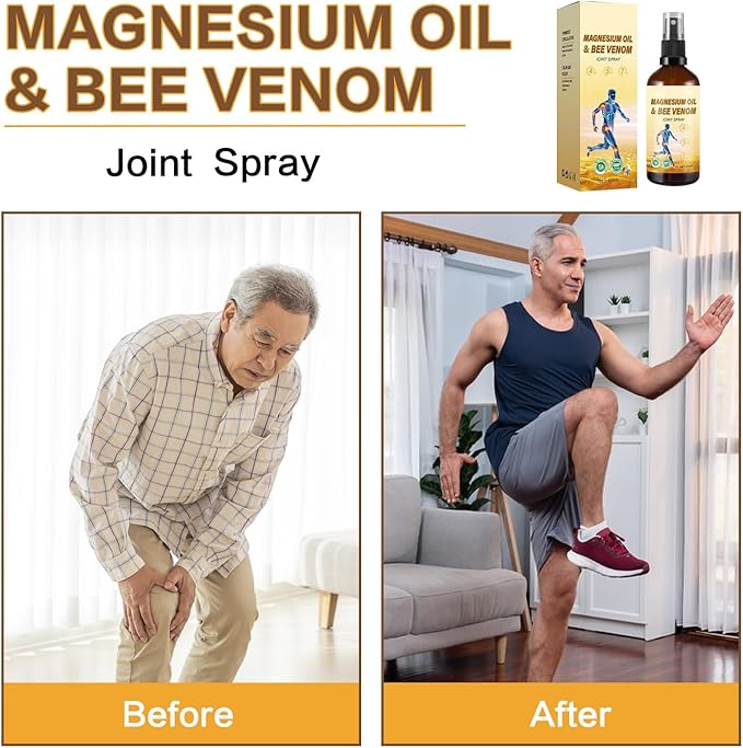 Magnesium Joint Spray, Magnesium Oil Bee Venom Joint Spray, for Relaxing and Joint Repair, Fast Absorbent, Non-Greasy (100ml/3.38oz) (1)