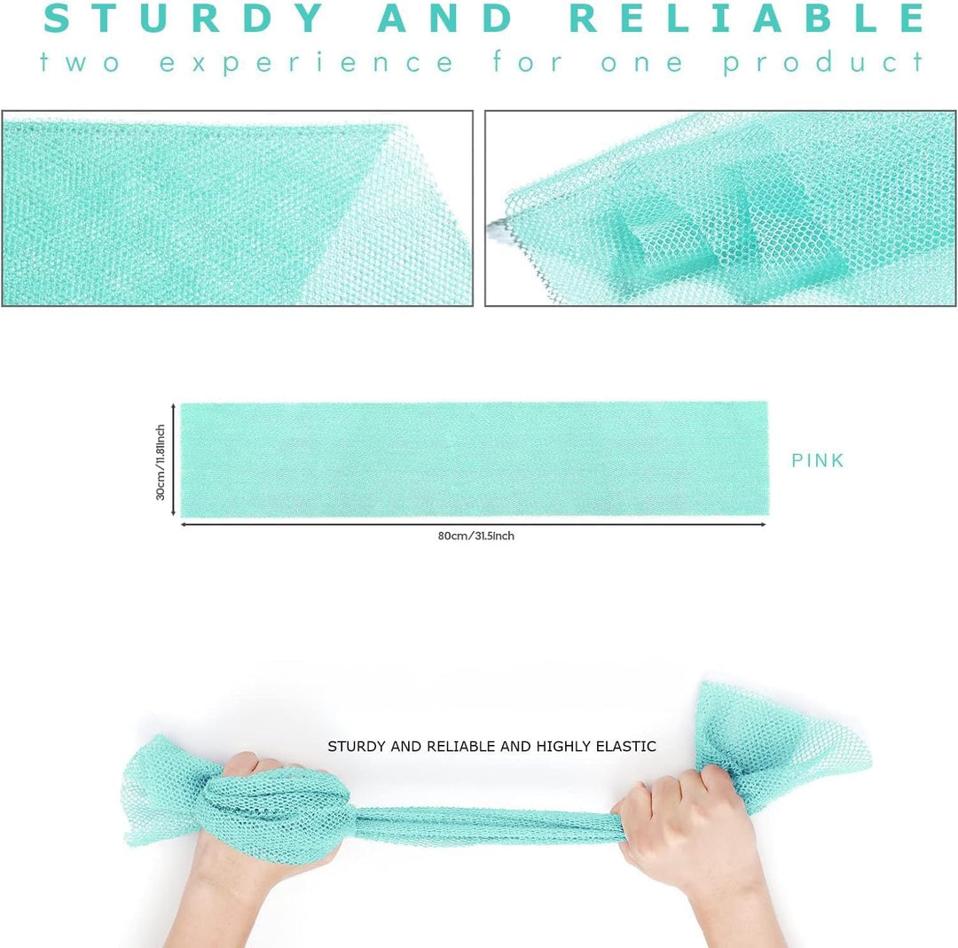 3-Piece African Net Bath Sponge Set | Exfoliating Body Scrubber | Blue