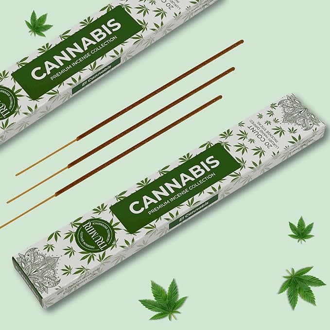Cannabis Scented Incense Sticks - Total 40 Insence-Sticks - Dual Pack of 20 Insense - Inciensos - Inscents - Natural Non Toxic Ingredients - Incents - Incence - Inscense - Insents